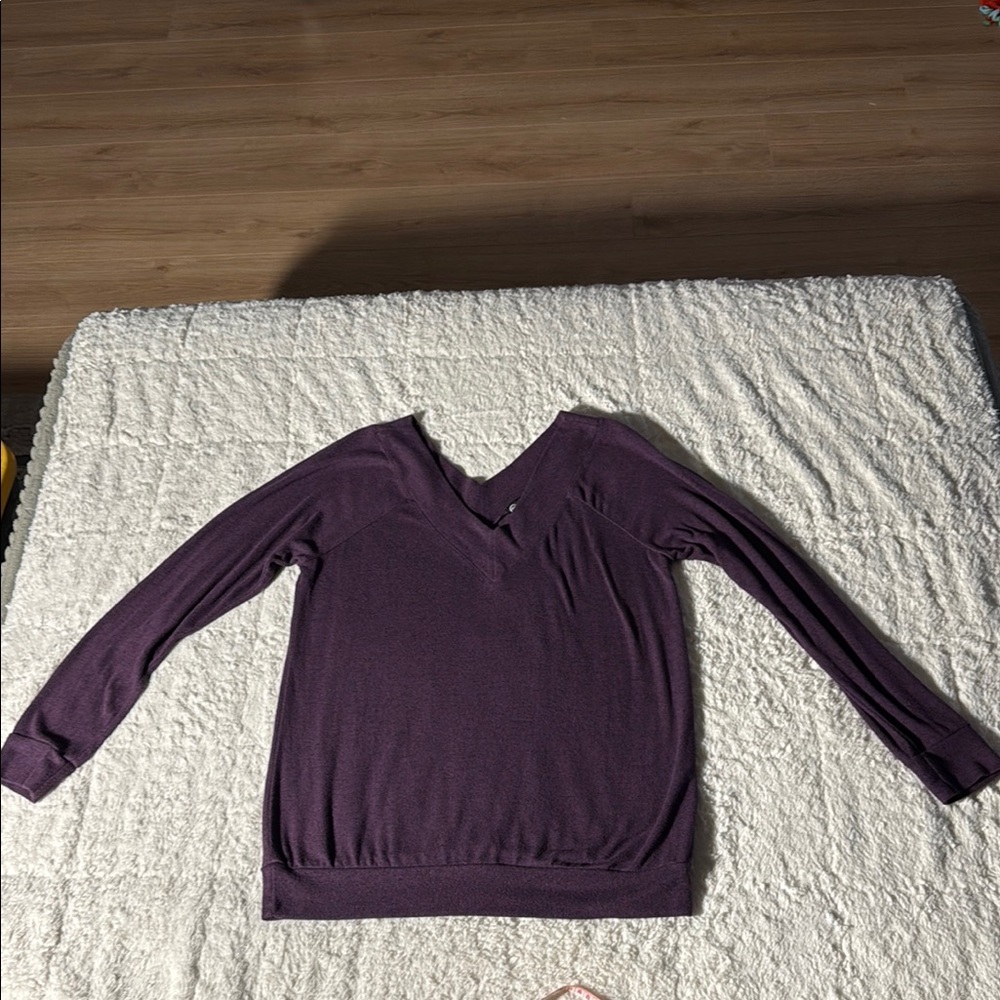 EUC size S Wantable Purple V-Neck Long Sleeve Top
